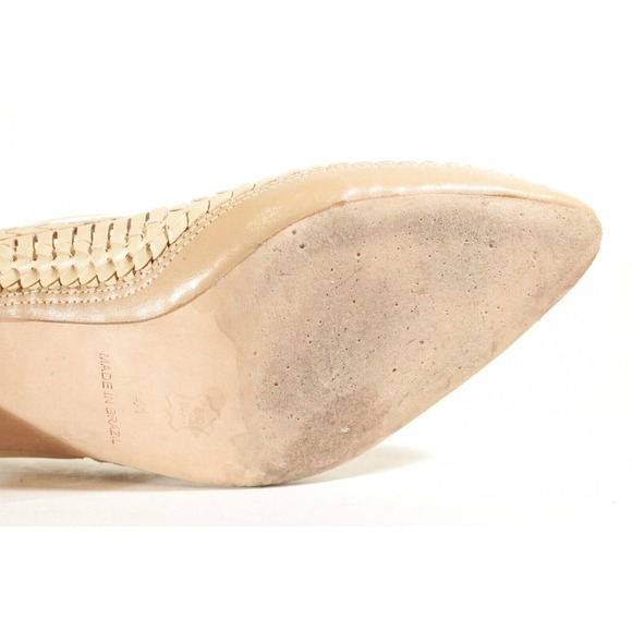 Ulla Johnson Woven Panel Mules Heels Latte Brown Basket Weave Braided 41 Shoes - Picture 14 of 16